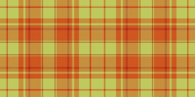 Yorgan örtüsü vektör kalıbı, zengin arka plan kumaş dokusu. Eğilimsiz turuncu ve limon rengi paletli ekose kumaş rengi.