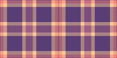 30 'ların vektör desenli ekoseli kumaşı. Doğumgünü arkaplansız kumaş menekşe ve turuncu renk paleti.