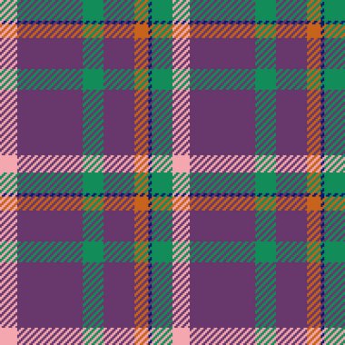 Amerikan desenli ekose kumaş, halı vektörsüz tekstil. Oduncu arkaplan kumaş kumaş deseni mor ve nane rengi palet.