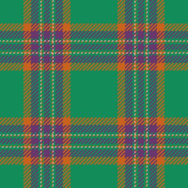 Arka plan dokusunu kontrol ettim. Klas, dikdörtgen tartan vektörü. Nane ve mor renk paletinde kumaş deseni tonu denetimi.