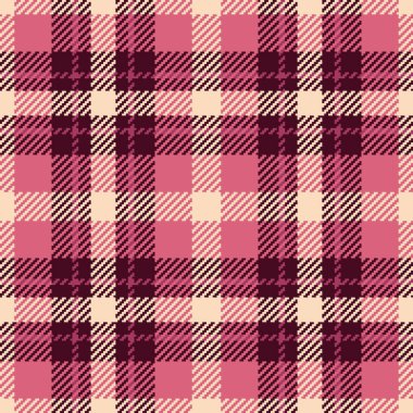 Örtülü tartan vektörü pürüzsüz, kırsal doku desenli tekstil. Çıplak ekose kontrol arka plan kumaşı kırmızı ve koyu renk paleti.
