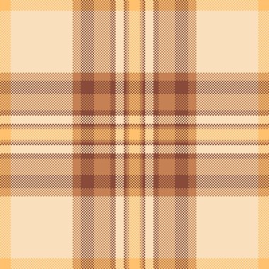 Hediye kâğıdı dokusu tekstil deseni, yoğun arka plan dikişsiz tartan. İrlanda vektör kumaşı turuncu ve açık renk paleti ile kontrol.
