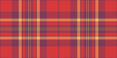 Katlanmış tekstil vektörü, yemek odası desenli ekose arka plan. Patlak desensiz kumaş. Kırmızı ve pembe renk paleti..