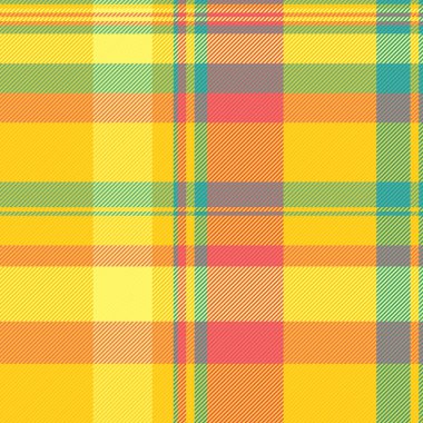 Sanatsal arka plan kumaşı, seçim deseni ekose kumaşı. Ticari doku vektörü, sarı ve altın gelincik renginde, pürüzsüz tartan..