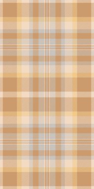 Ergen vektörü, ekose desenli, büyük desenli arka plan deseni. Periyodik tartan kumaş tekstil denetimi turuncu ve açık renk paleti.