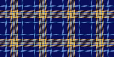 Çıplak tekstil tartan vektörü, mükemmel arka plan dikişsiz dokusu. Basit ekose kumaş deseni mavi ve kehribar renk paleti ile kontrol.