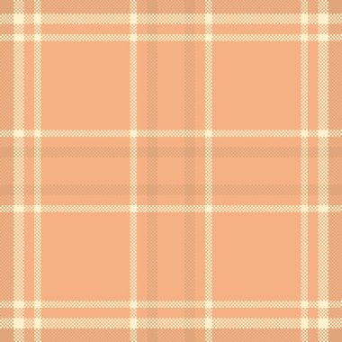 Viktorya dönemi kumaşlı ekose kumaş, temel tartan arkaplan dikişsiz. Turuncu ve açık renk paletinde battaniye desenli kontrol vektörü.