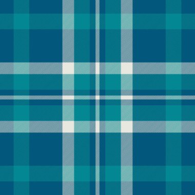 Rastgele vektör dokusu kusursuz, hipster kumaş desenli. Cyan ve beyaz renk paletinde tekstil tartan arkaplan kontrolünü katla.