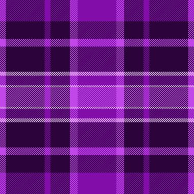 Doku ekoseli kumaş kontrolü, tazılar, tekstil kumaşı. Mor ve koyu renk paletinde 60 'ların tartan deseni pürüzsüz.