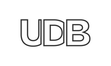 UDB logo tasarım şablonu güçlü ve modern kalın metin ile. Basit ve minimal tipografi içeren ilk tabanlı vektör logosu. Modayı takip eden şirket kimliği markalar için ideal..