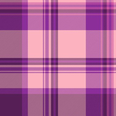 Yüzey vektörü tekstil tartan, performans geçmişi temiz. Hint kumaşı desenli ekose açık pembe ve mor renk paletinde.