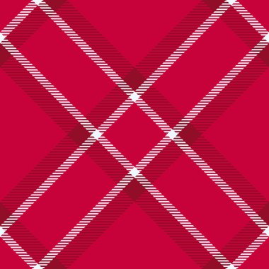 Gerçek desen kontrol dokusu, Japon vektör ekose kumaşı. Kırmızı ve Alice mavi renk paletinde biçimsiz tartan kumaş arkaplanı.