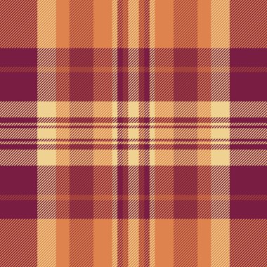 Kusursuz Afrika kumaşı ekoseli, aşağı desenli tartan. Pembe ve turuncu renk paletinde üst seviye doku vektör dokusunu kontrol et.