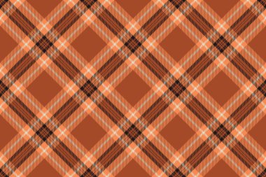 Kumaş tartan vektör dokusu, ana hatlı ekose kumaş. Hipster arkaplan deseni turuncu ve siyah renk paletinde kusursuz kontrol.