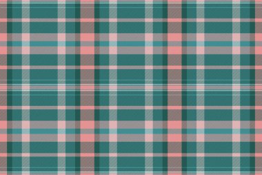 Dokuma vektör dokusu kontrolü, yağsız kumaş. Fabrika tartan arkaplan ekose tekstil gök mavisi ve cyan renk paleti.