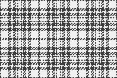 Tekrarlanan tartan dokusu, şık vektör dikişsiz kumaş. Ekose arka plan kontrolü gri ve beyaz renk paleti ile tekstil.