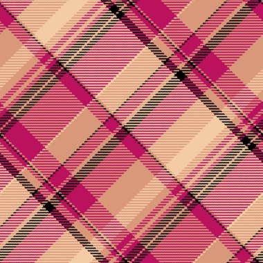 Saf, pürüzsüz kumaş desenli, küçük desenli tartan arkaplan. Kadın ekose tekstil vektörü turuncu ve pembe renk paletini kontrol et.