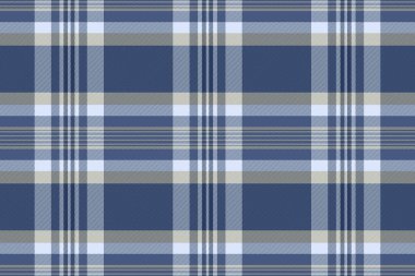 İğrenç tartan kumaş arka plan, ürün vektörsüz doku. Mavi ve açık renk paletinde şaşırtıcı ekose kontrol deseni tekstil.