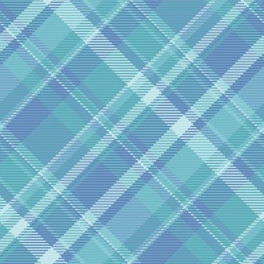 Ekoseli ekoseli ekoseli, dikişsiz, yeniden canlandırılmış kumaş tartan kontrolü. Cyan ve mavi renk paletinde performans vektör dokusu arkaplanı.