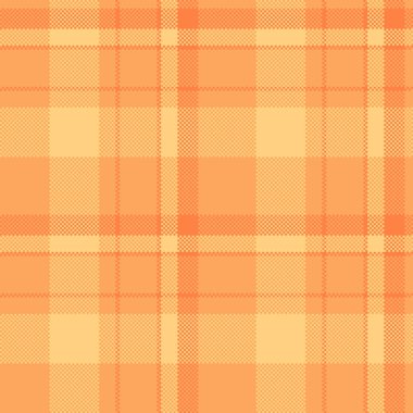 Nazik desenli tartan deseni, Latince vektör arkaplan tekstili. Tertemiz turuncu ve kehribar rengi palet ile ekose kumaşı kontrol et..