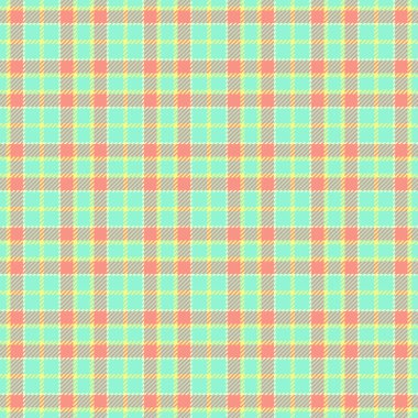 Oturma odası kumaş geçmişini kontrol et, düz vektör desenli, pürüzsüz. Ekose kumaş desenini nane ve kırmızı renk paletinde yazdır.