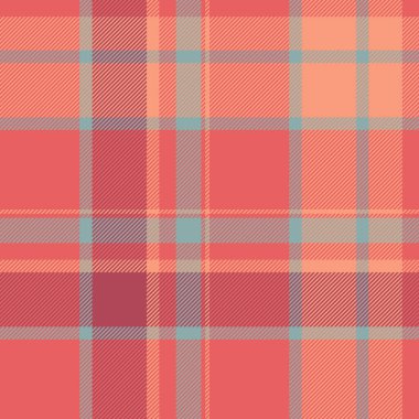 İç çamaşırı desensiz vektör, İskoçya ekose arka planı. Rahat doku kumaş kontrolü kırmızı ve pastel renk paleti ile.