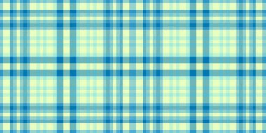 Periyodik vektör kontrolü tekstil, konfor dokusu kumaş tartan. Cyan ve açık renk paletinde kadınsılık desenli arka plan kusursuz ekoseli.