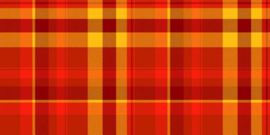 Kusursuz ekose kumaş reklamı, kalın kumaş vektör arka planı. Hippy tekstil desen kontrol parlak ve kırmızı renk paleti.