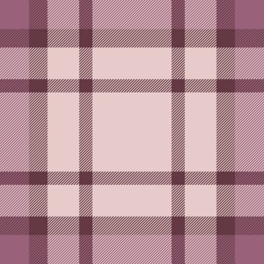 Profesyonel desenli kumaş, dikişli arka plan dokusu. Yüzeysiz vektör ekoseli kumaş ışık ve kırmızı renk paleti.