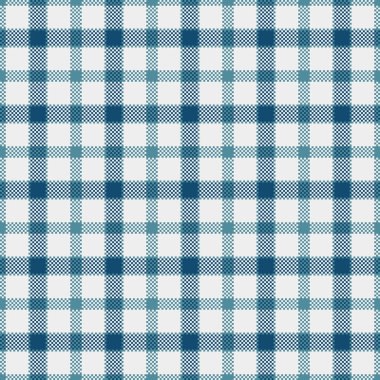 Fiber tartan desenli ekose, arka plan desenli kumaş. Cyan ve beyaz renk paletinde tekstil sorunlu vektör kontrolü.