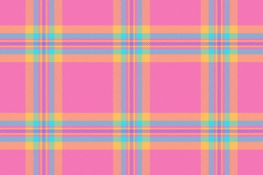 Üniformalı vektör tartan dokusu, çizgili arka plan tekstil kontrolü. Ekose desensiz kumaş pembesi ve kehribar renk paleti çizimi.