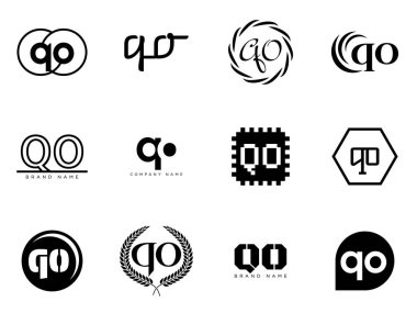 QO logo şirketi şablonu. Q ve O harfi logoti. Tasarım elemanları ile farklı klasik serif harfleri ve modern kalın metin ayarla. İlk yazı tipi tipografisi. Koleksiyon trend iş kimliği.
