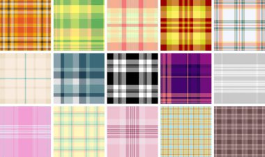 Ekose desenler günlük kadın modası için ayarlandı. Kusursuz vektörler elbiseler, üstler, tunikler, etekler ve günlük katmanlar için çalışır..