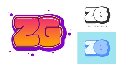 Festival ya da parti için ZG logo tasarımı. Graffiti tarzında Z ve G harfleri. Yazı tipi tipografisinin yaratıcı modern harfleri. Modayı takip eden logotlar ya da kimlikler. Vektör illüstrasyonu.