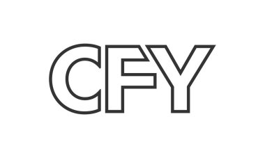 CFY logo tasarım şablonu güçlü ve modern kalın metin ile. Basit ve minimal tipografi içeren ilk tabanlı vektör logosu. Modayı takip eden şirket kimliği markalar için ideal..