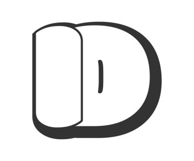 Kimlik logosu, balon komedi harfleri, graffiti stili siyah beyaz siluet ile yuvarlanmış. Festival partisi için modaya uygun anaokulu I ve D harfi metni, kişisel baş harfler, çocuklar için funky prinky ve web. Vektör illüstrasyonu.