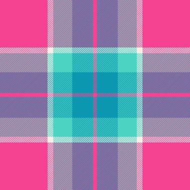 Gömlek desenli ekose, defter dikişsiz tartan. İçerik kumaş vektör arkaplan tekstil pembe ve cyan renk paleti.