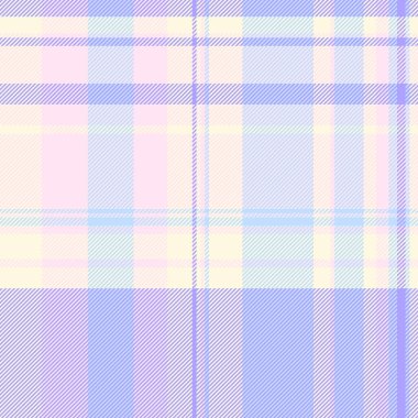 Sevimli tartan ekoseli, çıplak tekstil vektörü, kusursuz. Işık ve çivit renk paletinde asimetrik desen dokusu arkaplanı.