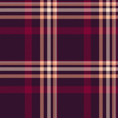 Tarafsız vektör tekstil kumaşı, sanatsal tartan özgeçmiş kontrolü. Ulusal desen desenli ekoseli koyu ve pembe renk paletinde.