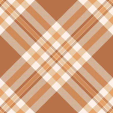 Soluk tartan çek tekstil, kartpostal kumaş kumaş vektörü. Turuncu ve eski dantel renk paletinde rahat desen.