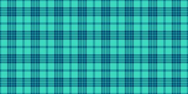 Kusursuz vektör kontrolü, yazlık kumaş desenli ekose. Cyan ve teal renk paletinde temel tekstil tartan arkaplan dokusu.
