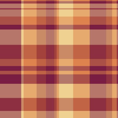 Üstü örtülmüş ekose kumaş, sunum vektörü dikişsiz kumaş. Kırmızı ve turuncu renk paletinde harmoni desen kontrol arkaplan dokusu.