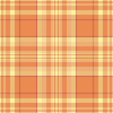 Yeni yıl kumaş ekose kumaş, kadın geçmiş taraması. Kapalı tekstil dokusu turuncu ve sarı renk paletinde pürüzsüz vektör.