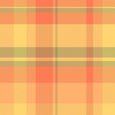 Grup dokusu kusursuz, gençlik ekose kontrol vektörü. Rahatlatıcı tartan arkaplan kumaşı turuncu ve kehribar renk paleti.