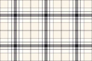 Hediye kağıdı tartan desen vektörü, periyodik kontrol dokusu pürüzsüz. Dişi ekose arka plan tekstil kumaşı deniz kabuğu ve beyaz renk paleti.