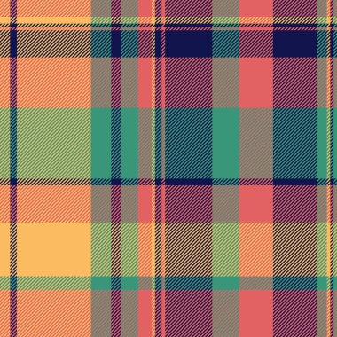 Tekstil dokusunu kendin kontrol et, ekose kumaş dikişsiz vektör. Kral desenli kumaş arka plan ekoseli kırmızı ve koyu renk paleti.