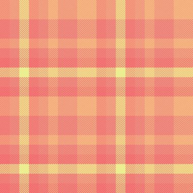Çapraz tekstil desenli kumaş, sayfa dikişsiz ekose arka plan. Kırmızı ve turuncu renk paletinde tartan vektörünü kontrol et.