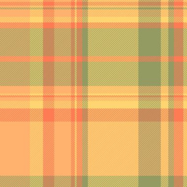 Düğün dokusu desenli ekose, geometri vektörü kumaş tartan. Turuncu ve kehribar rengi palette tekstil pürüzsüz arkaplan kontrolü.