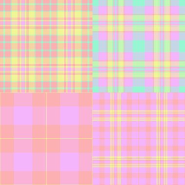 Bağımsız atölyeler ve özel moda tasarımları için ekose desenler oluşturuldu. Giyim, atkı, aksesuar ve dijital modeller için kusursuz vektörler..