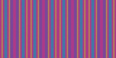 Teriyodik tekstil çizgileri deseni, çivit arkaplan kumaş şeridi. Mor ve pembe renk paletinde dikey, pürüzsüz desen vektörü.